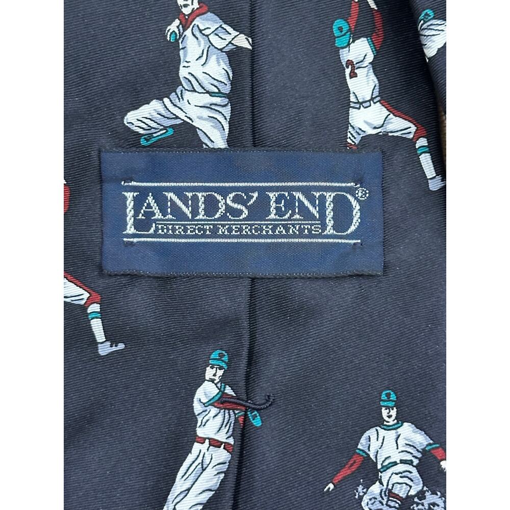 Vintage Lands' End Baseball 100% Silk Tie Hand Sewn USA - Picture 4 of 5